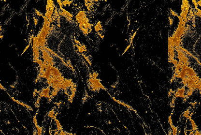 Papier peint marbre noir et or