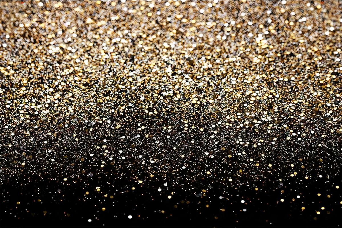Papier peint paillettes points or fond noir