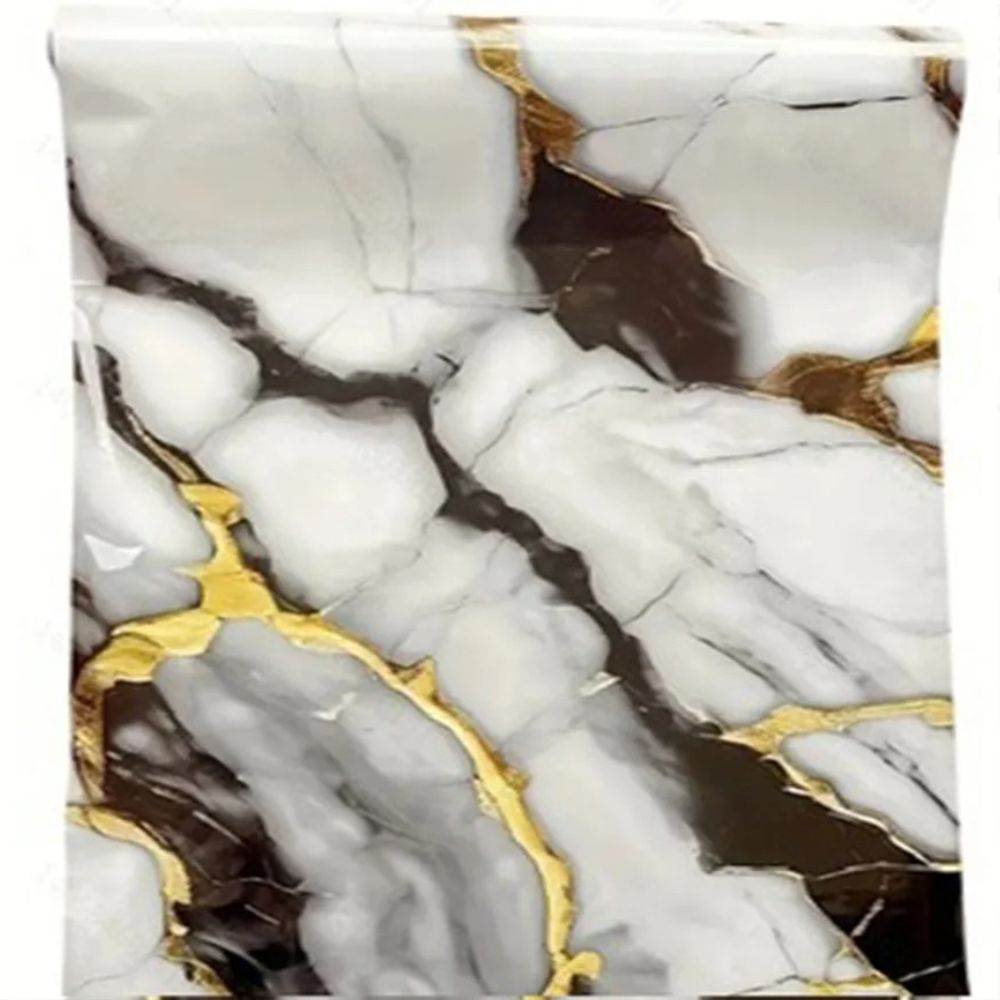 Papier Peint Noir Blanc Et Doré rouleau
