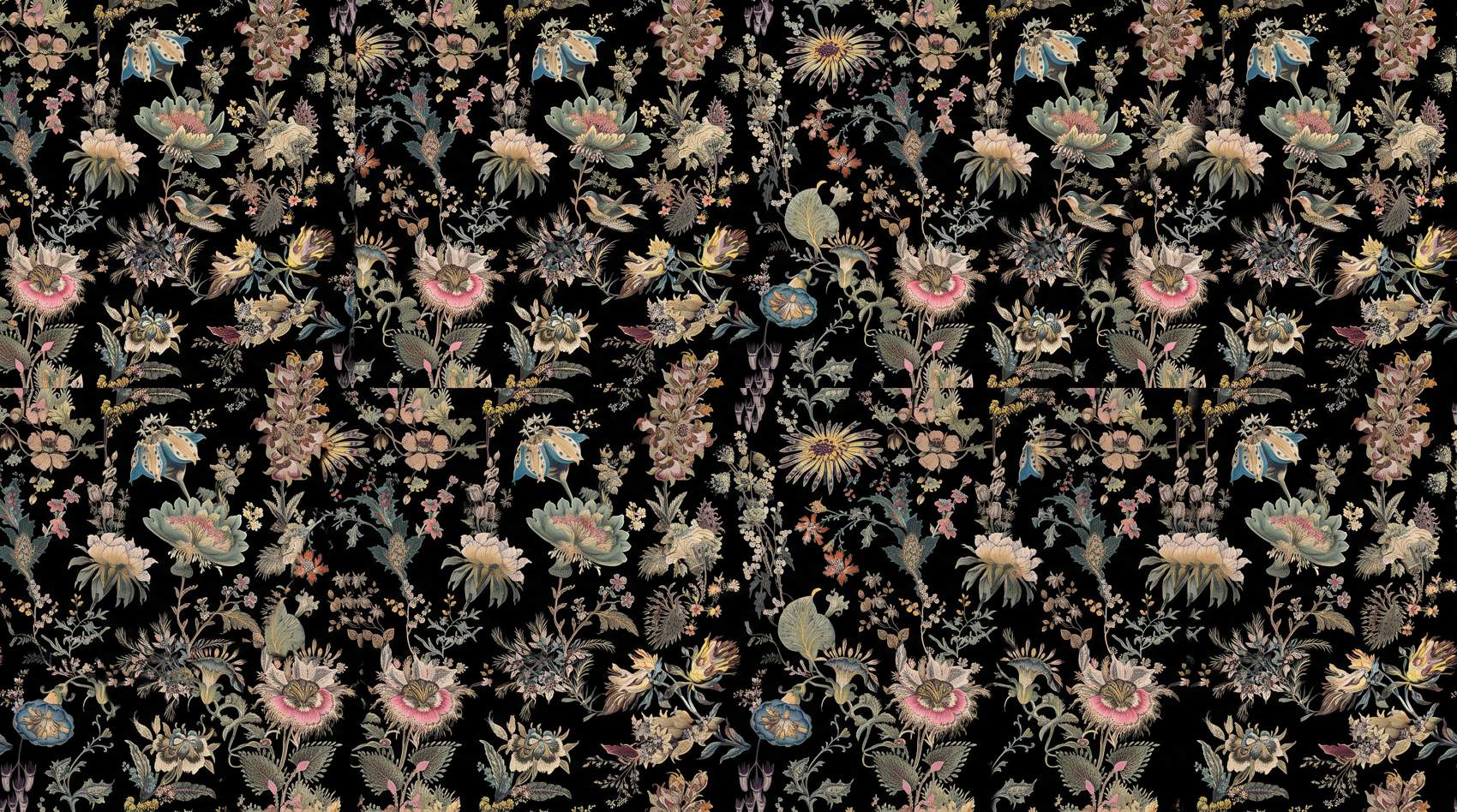 Papier peint noir et fleur vintage