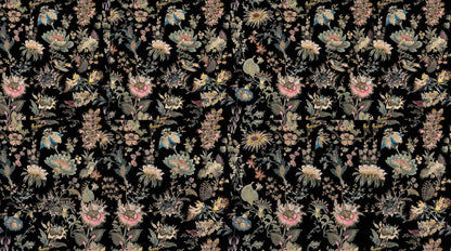 Papier peint noir et fleur vintage
