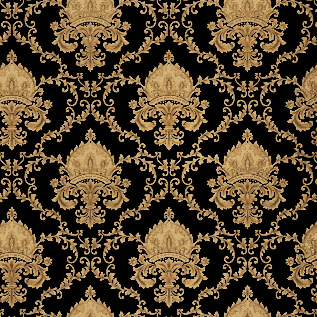 Papier peint noir et or baroque