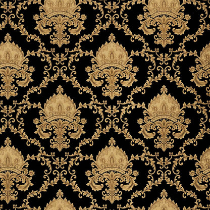 Papier peint noir et or baroque
