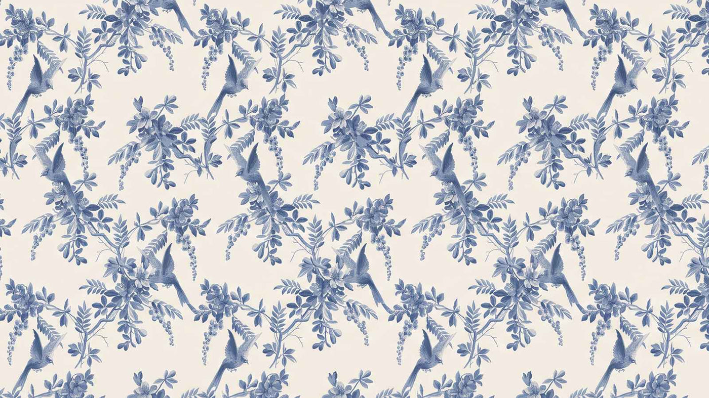 Papier peint oiseau toile de jouy