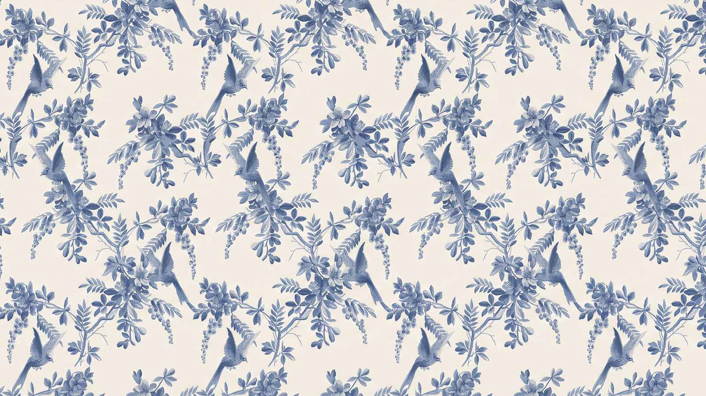 Papier peint oiseau toile de jouy