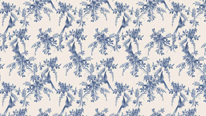 Papier peint oiseau toile de jouy