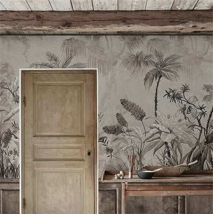 Papier Peint Palmier Gris