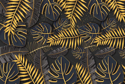 Papier Peint Palmier Noir et Or