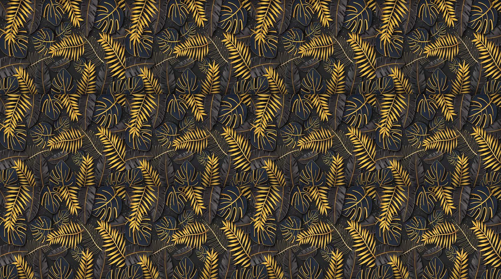 Papier Peint Palmier Noir et Or