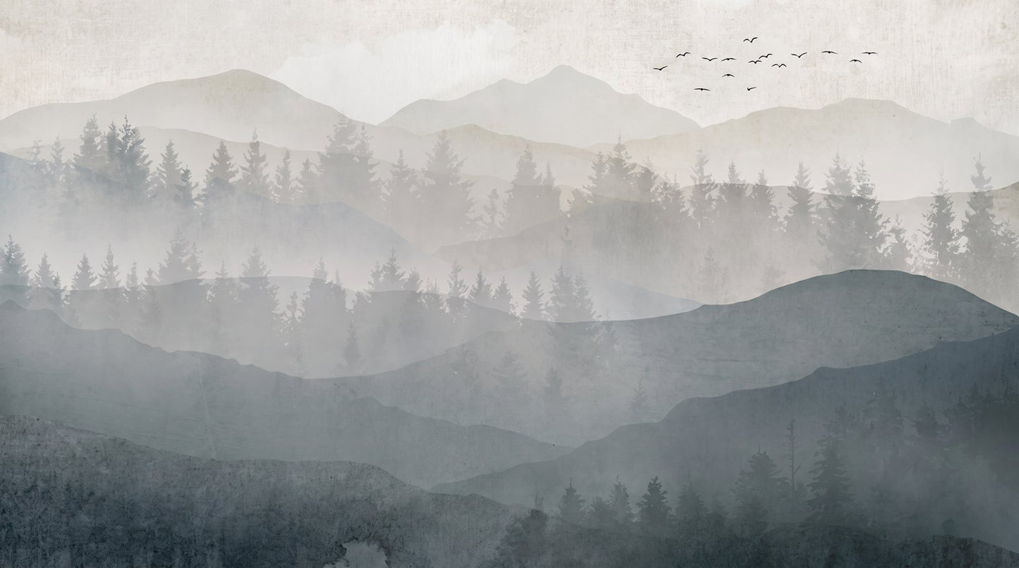 Papier Peint Panoramique Foret Brume