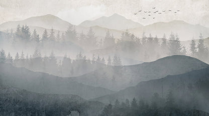 Papier Peint Panoramique Foret Brume
