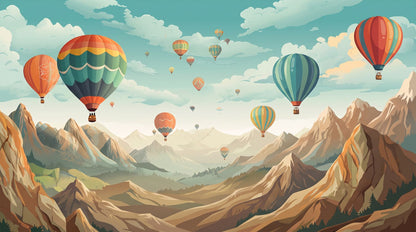 Papier peint panoramique montgolfiere