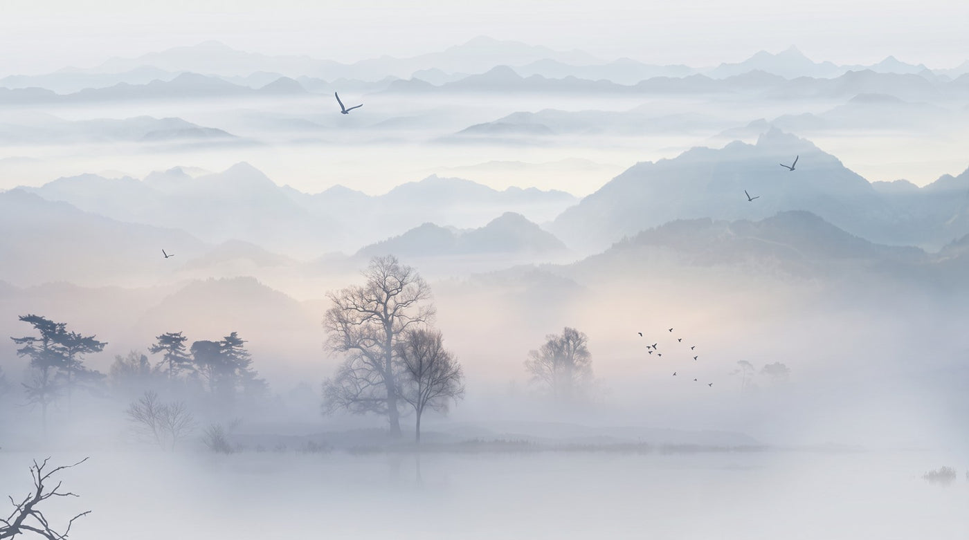 Papier peint paysage tete de lit