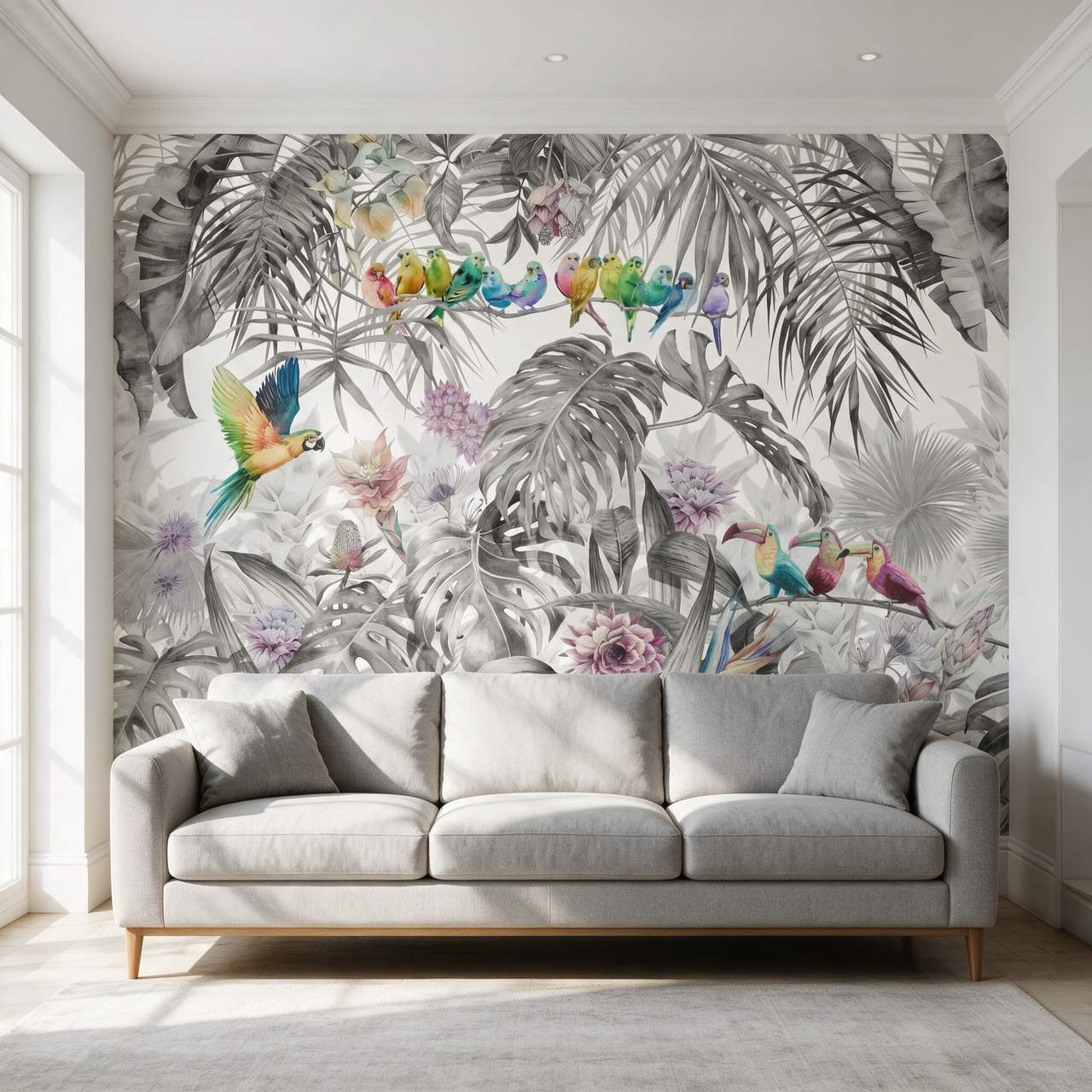 papier-peint-perroquet-noir-et-blanc-photo-ambiance