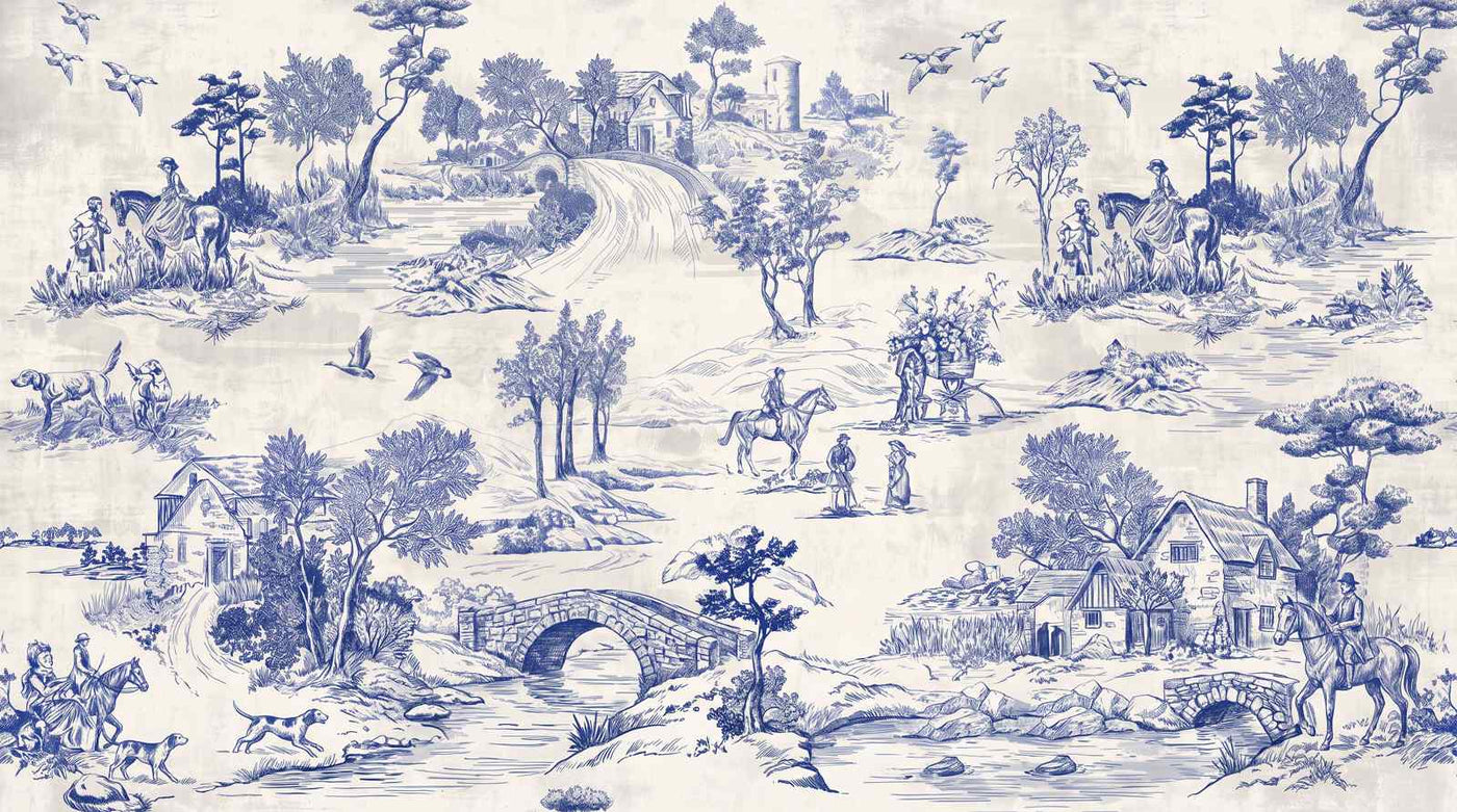 Papier peint romantique toile de jouy