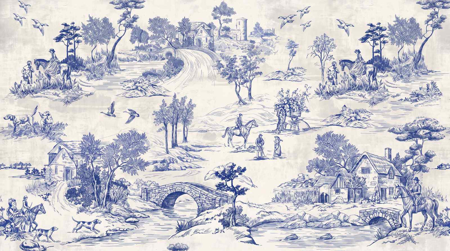 Papier peint romantique toile de jouy
