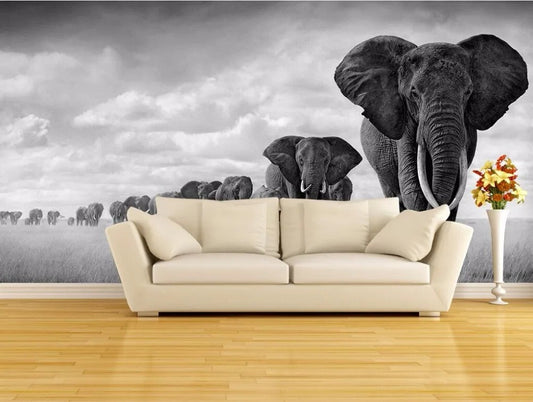 Papier Peint Savane Éléphant