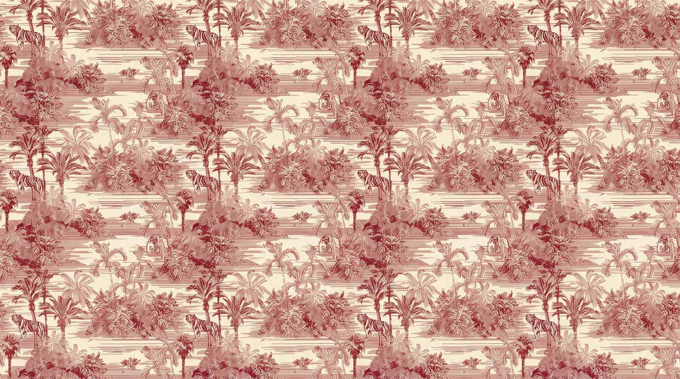Papier peint toile de jouy bordeaux