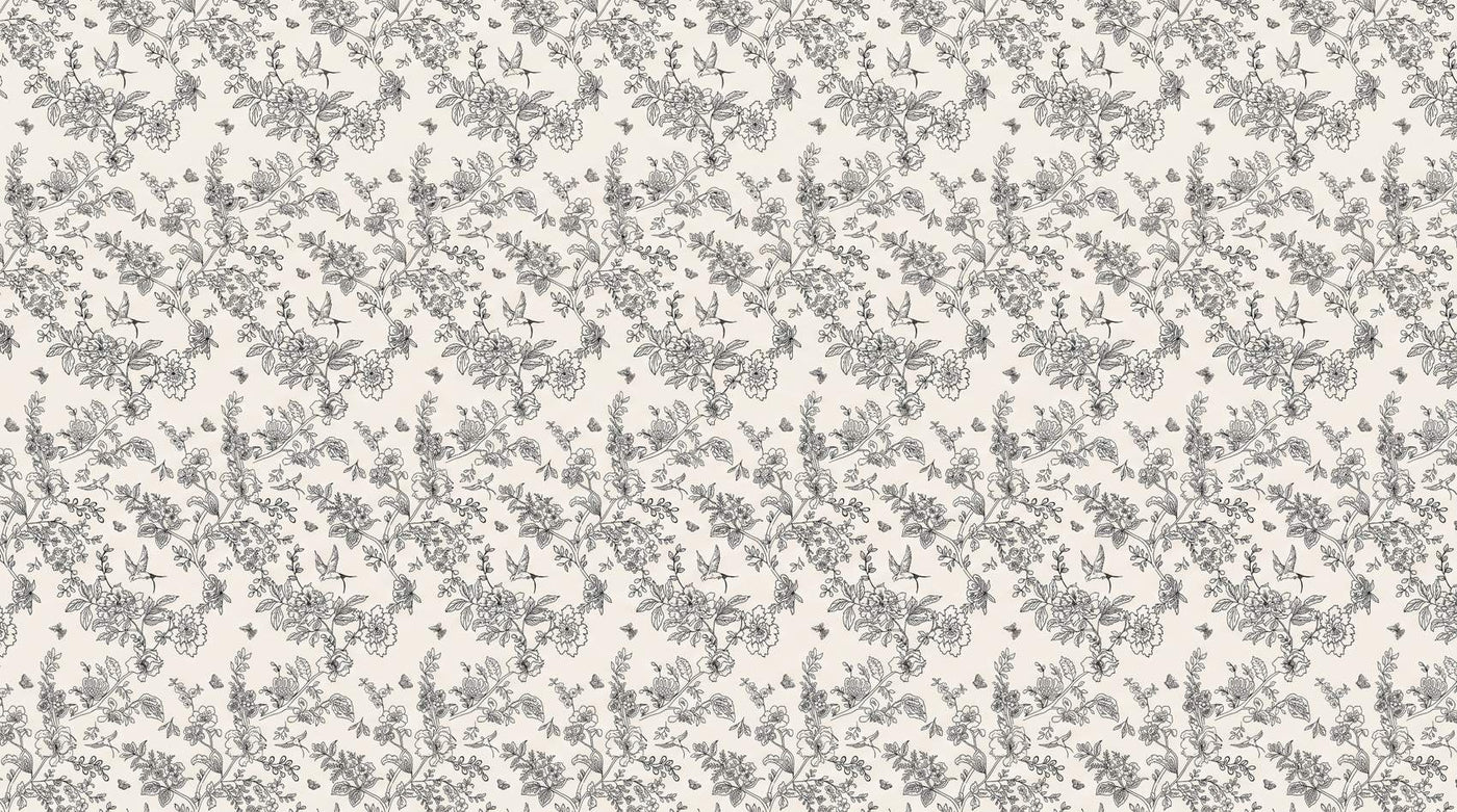 Papier peint toile de jouy petite fleur