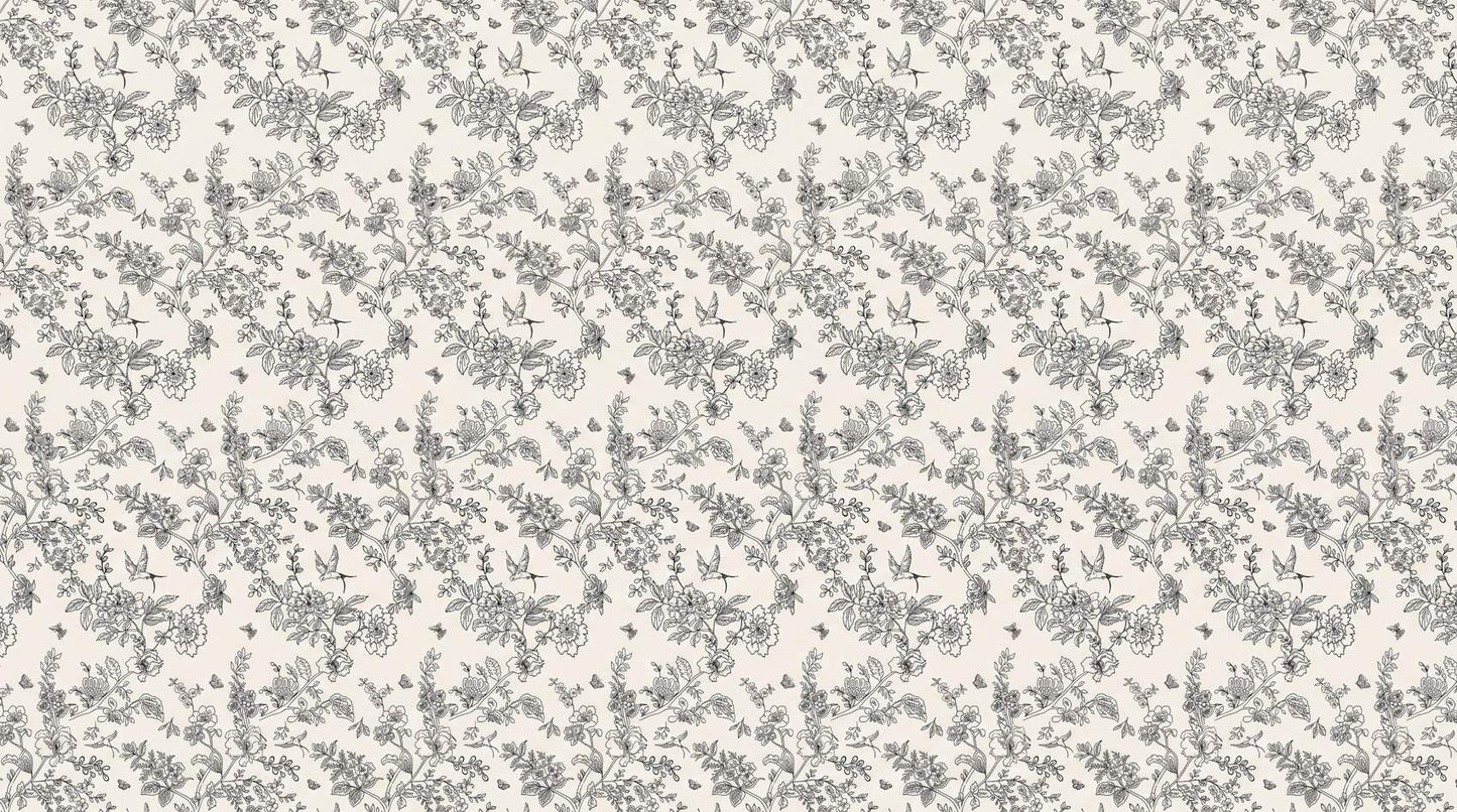 Papier peint toile de jouy petite fleur
