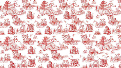 Papier peint toile de jouy rouge