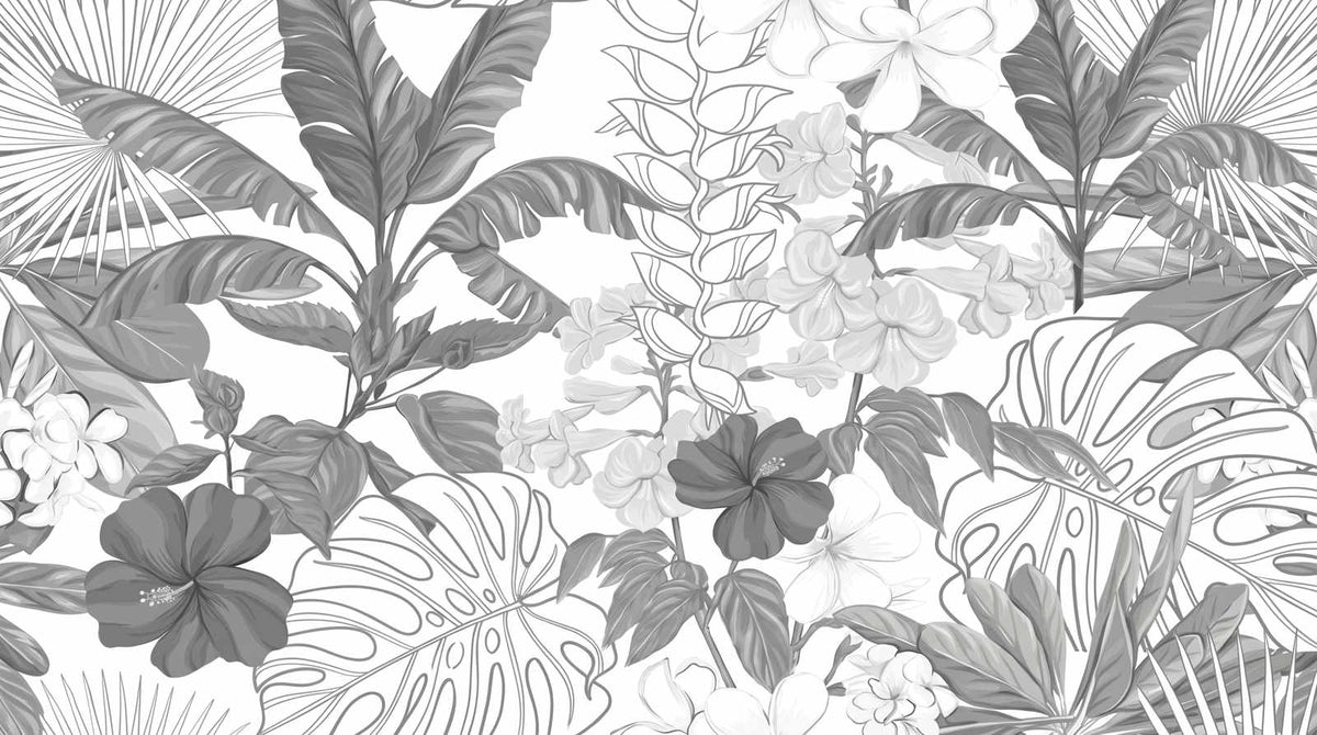 Papier Peint Tropical Noir Et Blanc