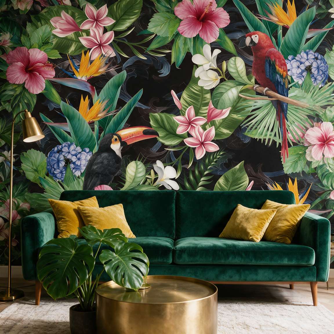 papier-peint-tropical-perroquet-photo-ambiance