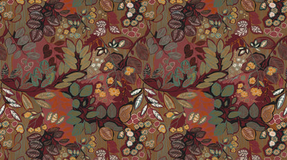 Papier peint vintage fleurs rouges