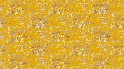 Papier peint vintage jaune fleurs