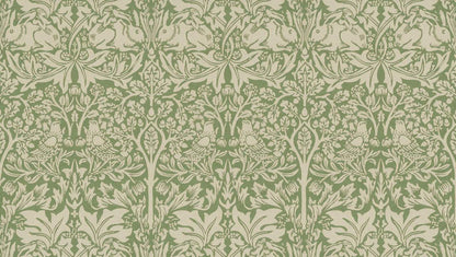 papier-peint-william-morris-vert-sauge-lapin-et-oiseaux-motif