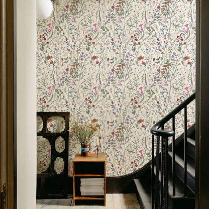 papier peint fleuri liberty vintage escalier
