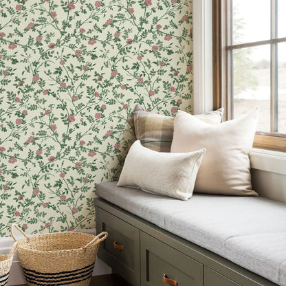papier peint fleuri vintage anglais salon