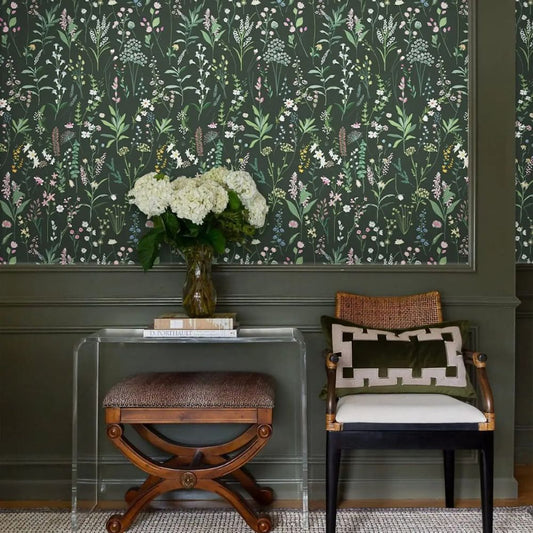 papier peint fleuri vintage chambre fille