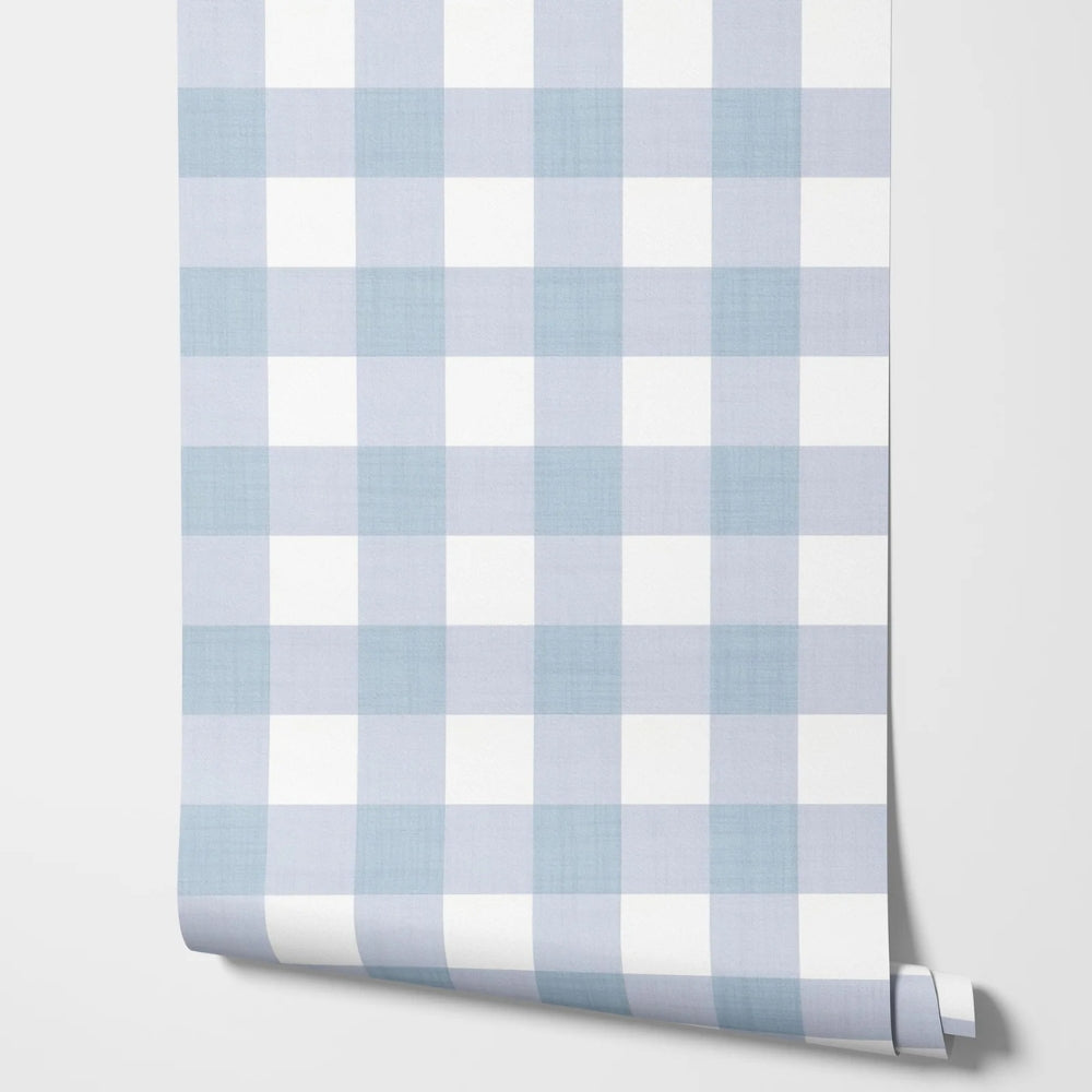papier peint vichy bleu ciel deco
